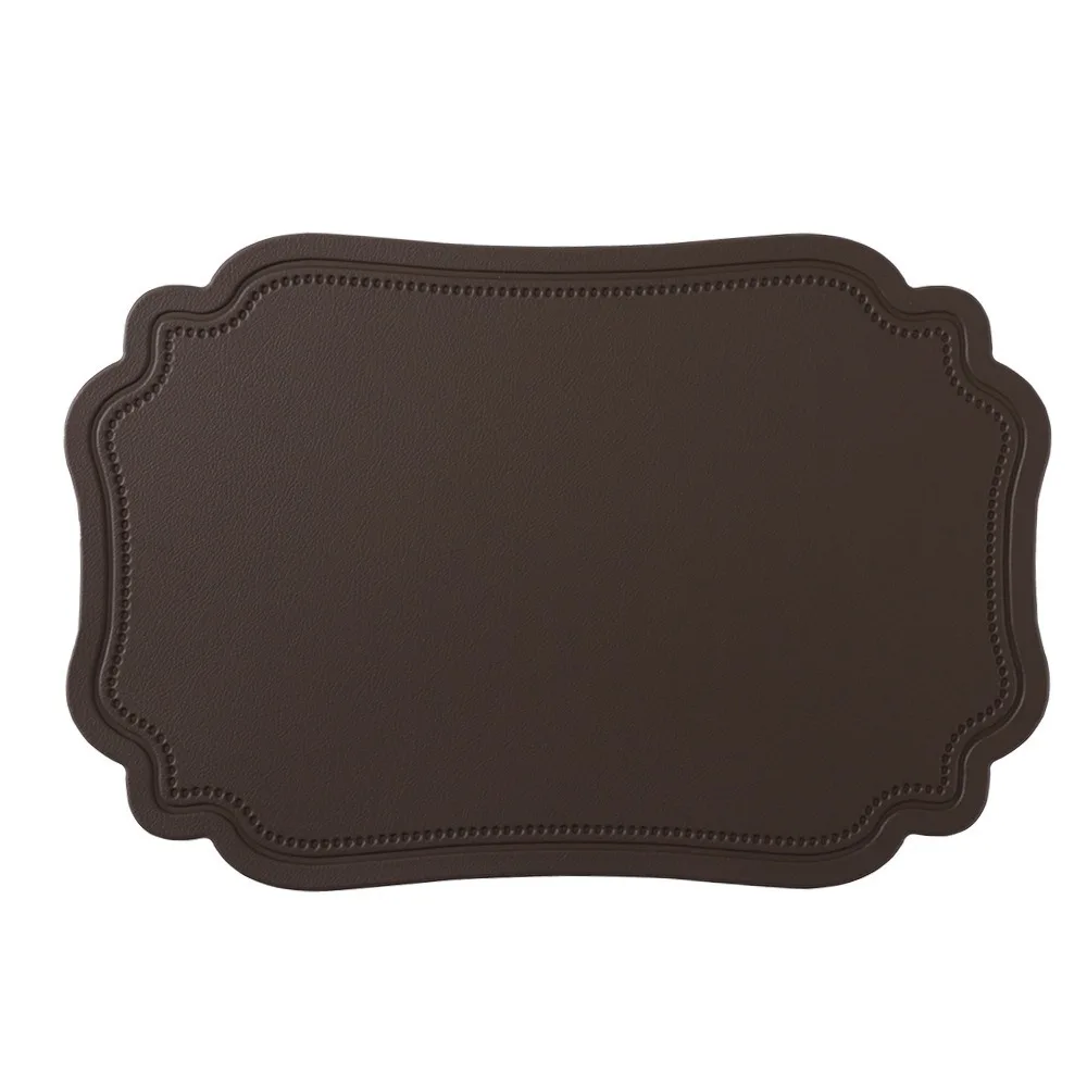 

4 Piece Retro Irregular Tableware Pad PU Leather Waterproof Table Mat Washable Scratch Resistant Heat Insulated Mat