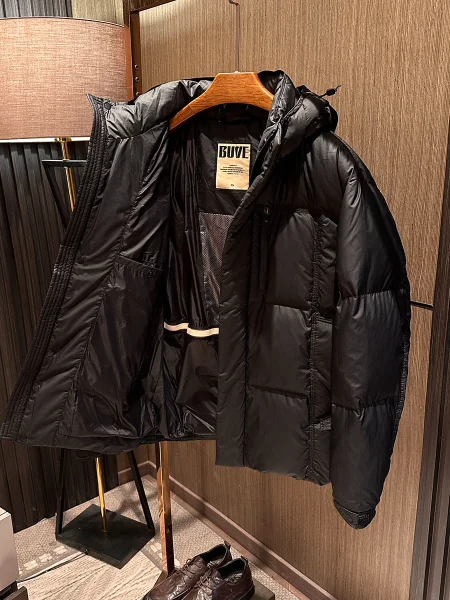 

Detachable Hat High-End Men's down Jaet Lightweight Warm Versatile Busin Casual Sle Long Sve Zipper Closure Coat