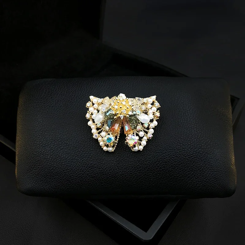 Handmade Original Design Bowknot Brooch Women's Sweater Suit Corsage Accessories Exquisite High-End Butterfly Pins Pearl Jewelry