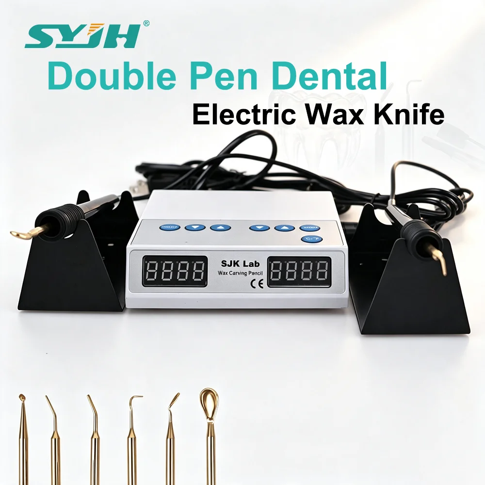 SYJH Electric Wax Carving Double Carving Pen Digital Display Electric Waxer With 6Pcs Carving Wax Knife Tips For Dental Lab Tool