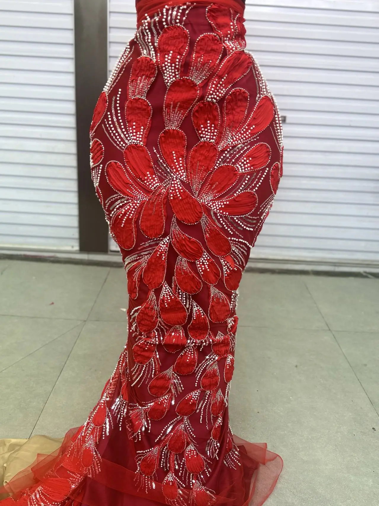 Tela africana de encaje con cuentas bordadas en 3D, tela de tul bordado de lentejuelas Frenc de alta calidad 2025, para costura de vestidos de fiesta SZ1746