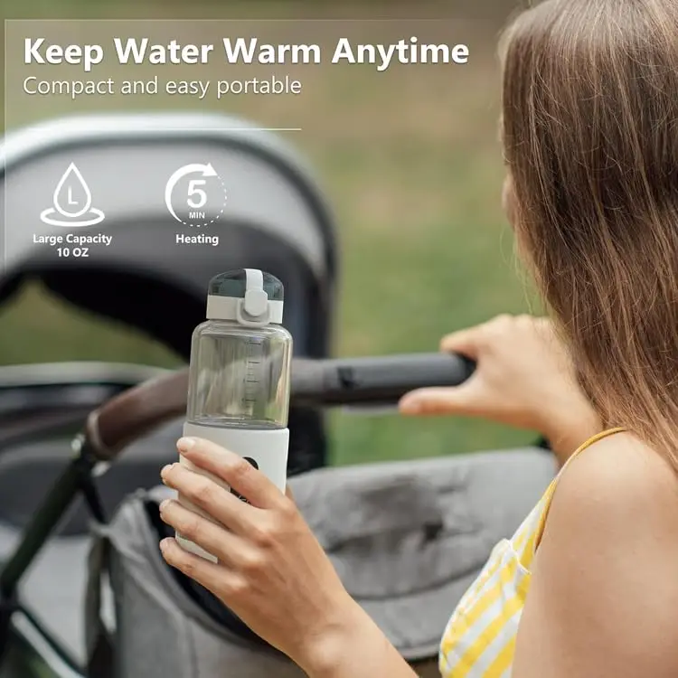 Portable Electric Baby Bottle Warmer USB Rechargeable 5200mAh Rapid Heating Water Breastmilk Wireless Bottle Heater On-the-go