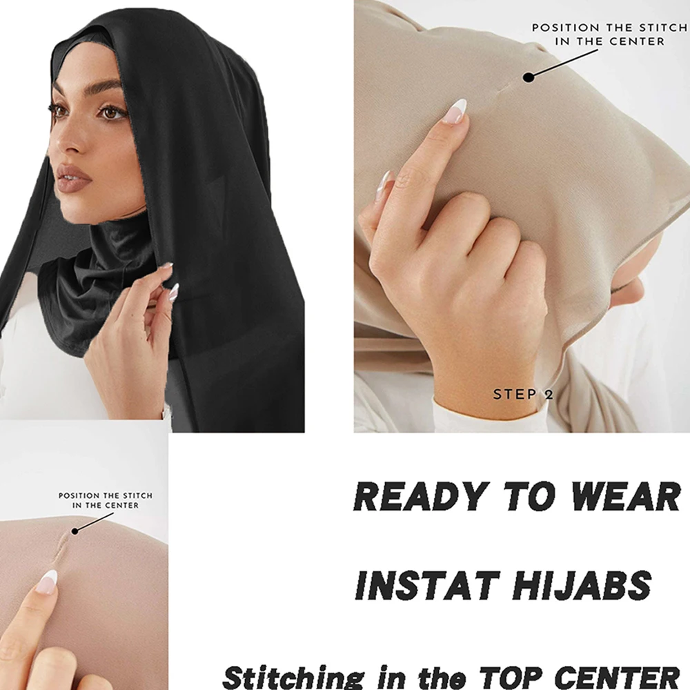 Imstant Hijabs With Caps Full Cover Cap And Chiffon Hijab