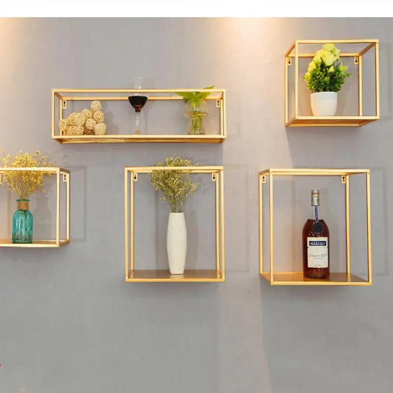 

Gold Storage Racks Hanging Decor Box Flower Pot House Rack Wall Book Figurines Display Crafts Shelves shelf