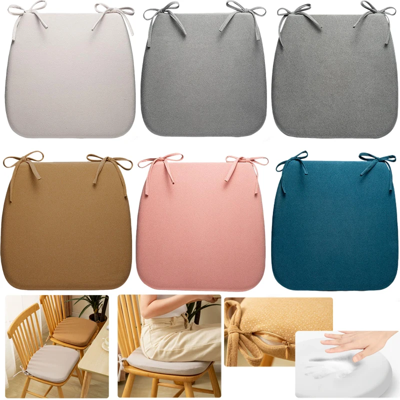 

1PC Slow Rebound Memory Cotton Chair Cushion Anti-Slip Backing Soft Washable Kitchen Office Student Chair Pad with Ties Подушка