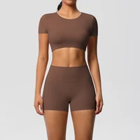 Workout Sportswear 2Pcs Piece Female Women Active Wear Sports Tank Top Women Gym Workout Leggins Booty Bum Leggins - Image 2