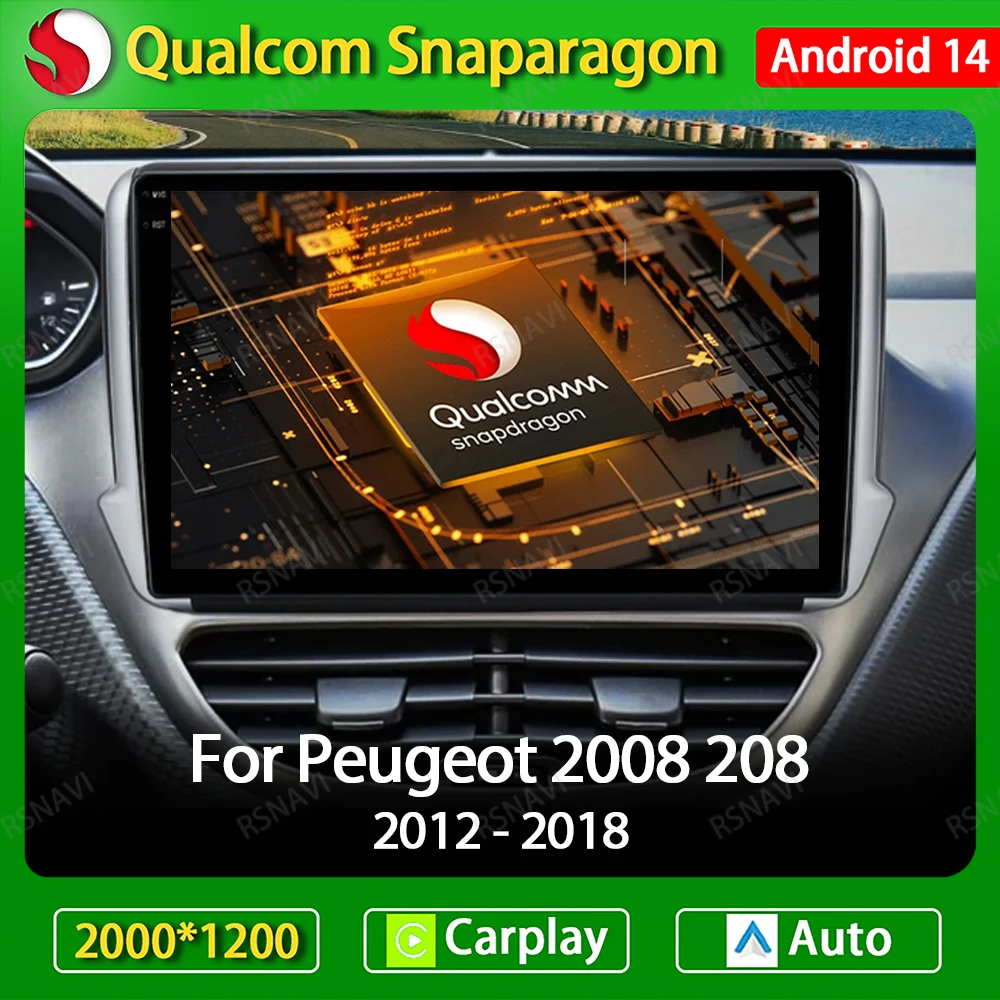 

Автомагнитола на Android 14 для Peugeot 208, 2008, 2012-2018, мультимедийный стерео видеоплеер с GPS-Навигатором, 4G, Wi-Fi, Carplay, автомагнитола DSP