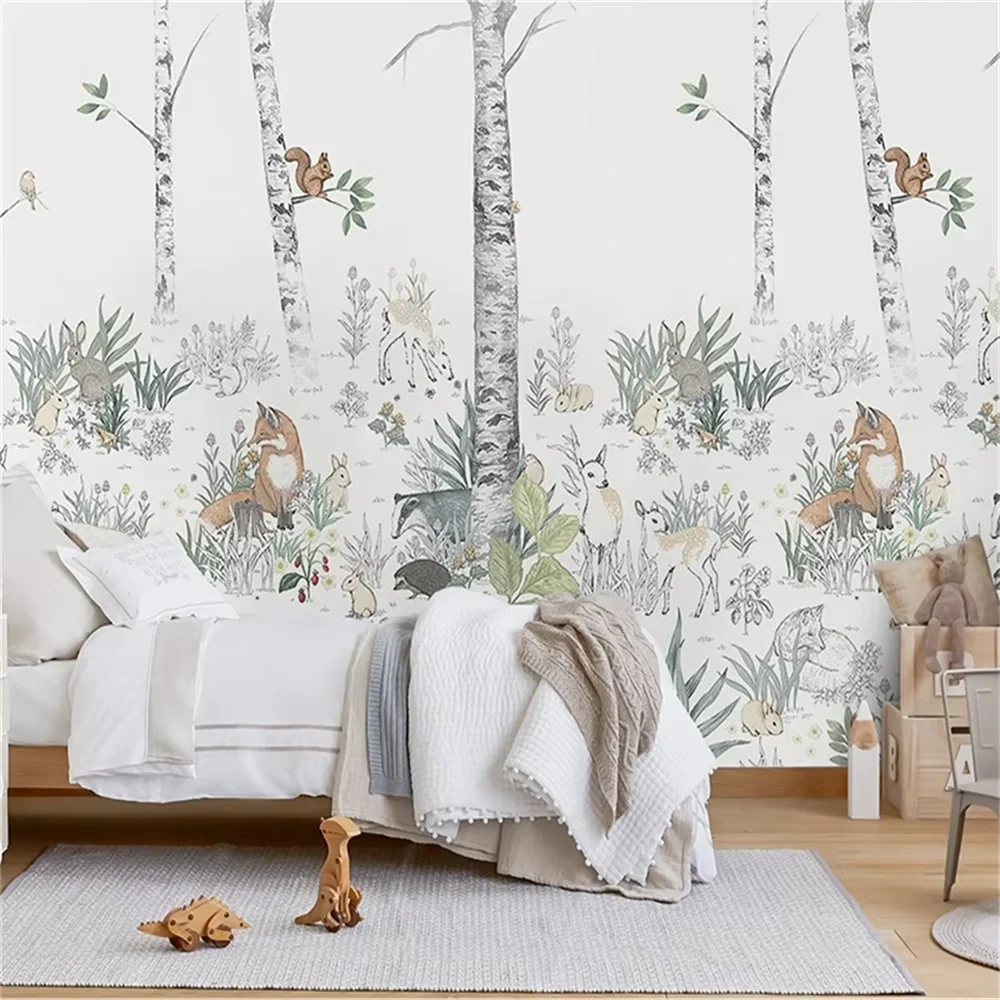 custom Forest Animal Wallpaper for Children's Room home improvement mural wall papers home decor house decoration wall stickers