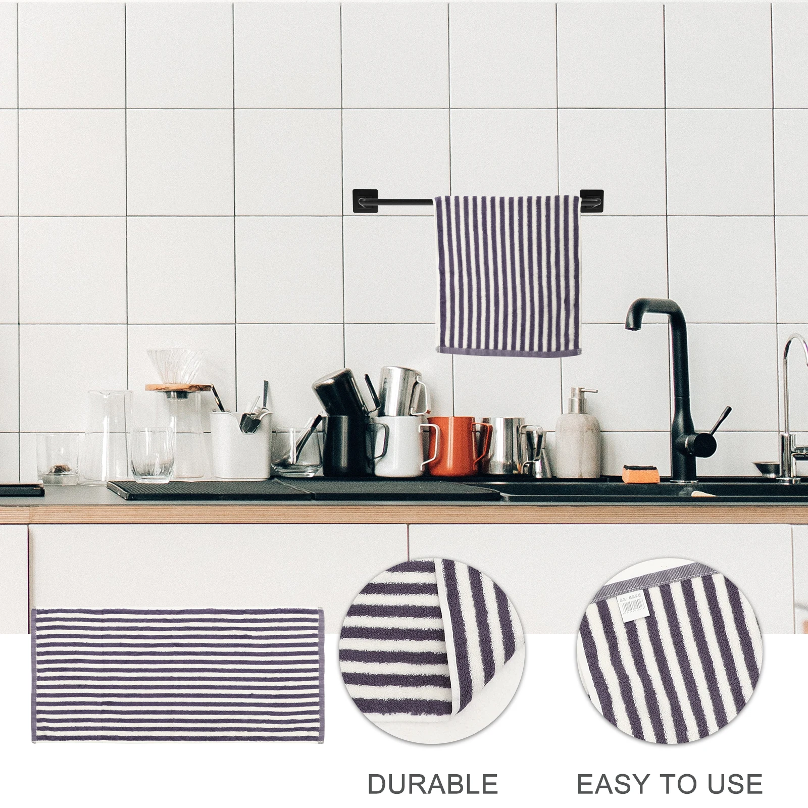 

Striped Kitchen Dish Towel Large Size Comfortable Cutlery Washing Wear-Resistant Multi-Use Cotton Cleaning Cloth For Tableware