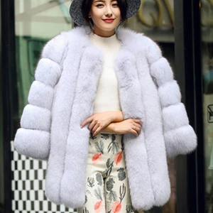 Zazarin S-4xl Winter Luxus falscher Boden Haut Wald lang rosa rot blaue Haut Jacke gefälschte weibliche Hautmäntel vier Fourruure 12 Hauptverkäufe Casaco Frauen Frauen Blau - №8