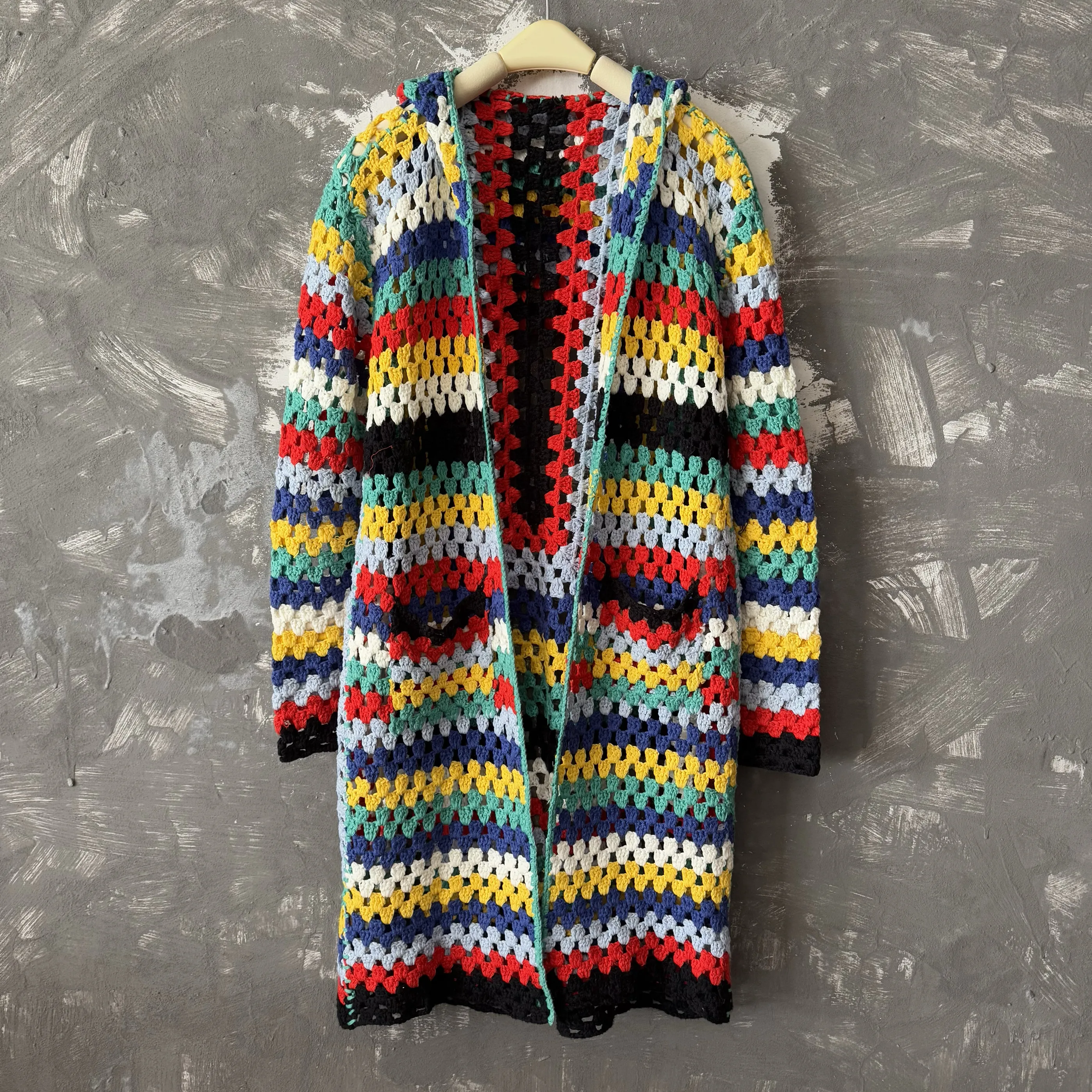 

TIYIHAILEY вязаное крючком пальто женское осеннее пальто ручной работы кардиган с длинными рукавами свободное пальто свитера с капюшоном на заказ