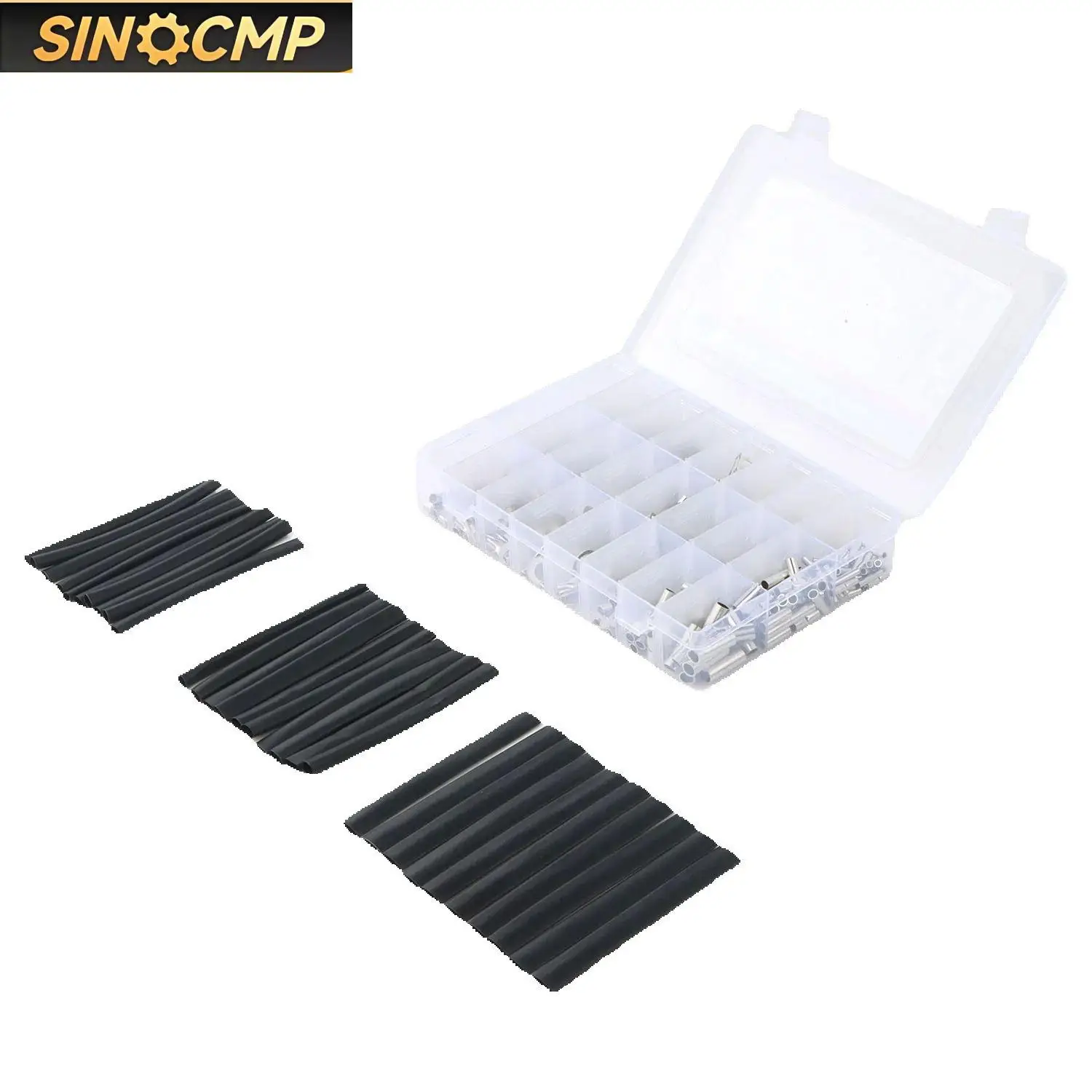 

600 Pcs Non Insulated Ring Terminal Kit AWG 22-10 + 30pcs Heat Shrink Tubes FOR Various Electrical Applications
