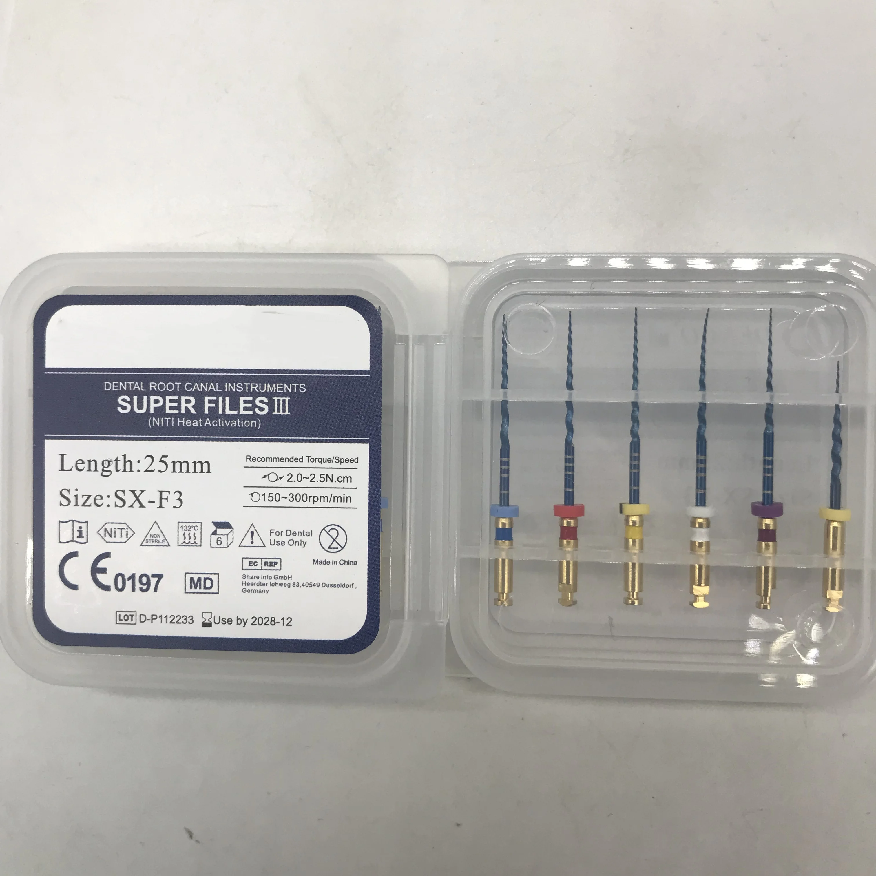 Pilniki endodontyczne rotacyjne NiTi z certyfikatem CE, Super FileNiti, aktywowane ciepłem, niebieskie, wykonane ze stopu NiTi, pilniki rotacyjne NITI