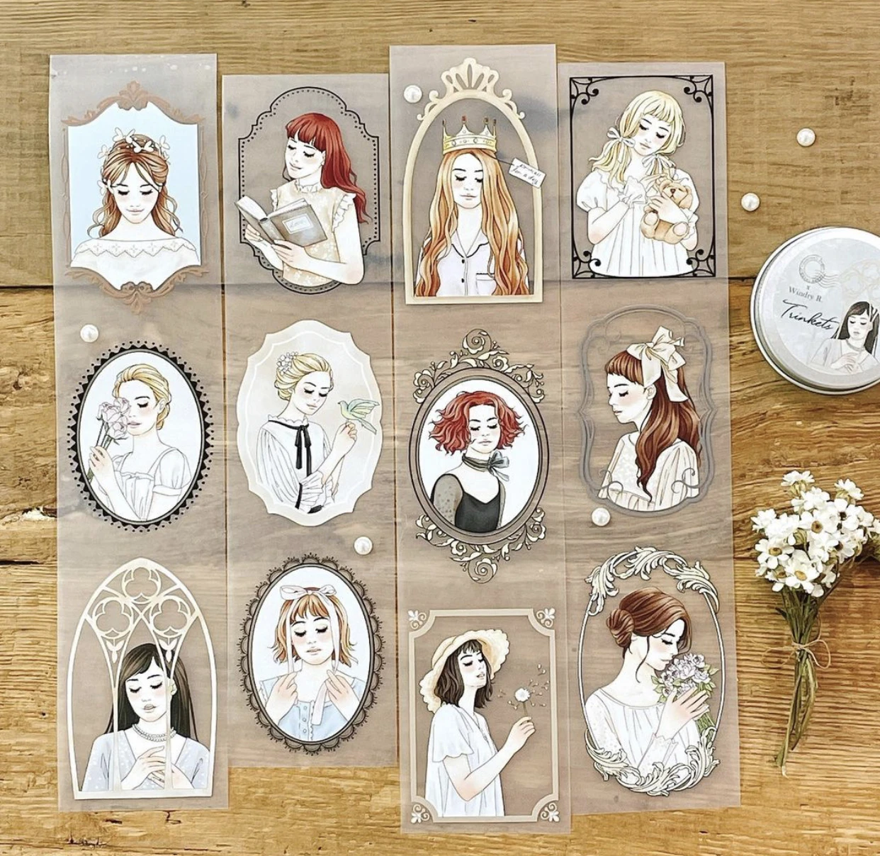 

Lovely Trinkets Girl PET Tape Planner DIY Card Making Scrapbooking Plan Decorative Label Sticker