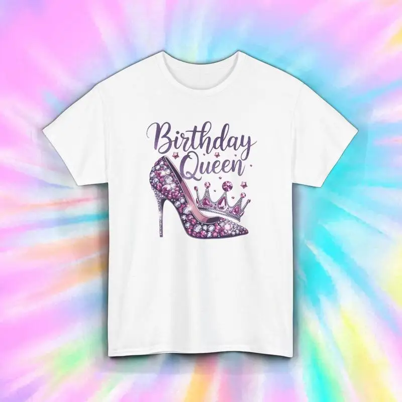 Футболка королевы на день рождения с блестящей короной на высоком каблуке для вечеринки для девочек S 5XL