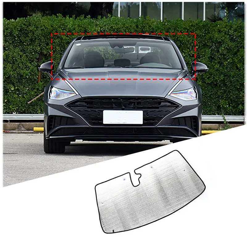 

For Hyundai Sonata 2019-2024 Aluminum Foil Silver Car Forward Windshield Sunshade Car Solar Protection Pad Car Accessories