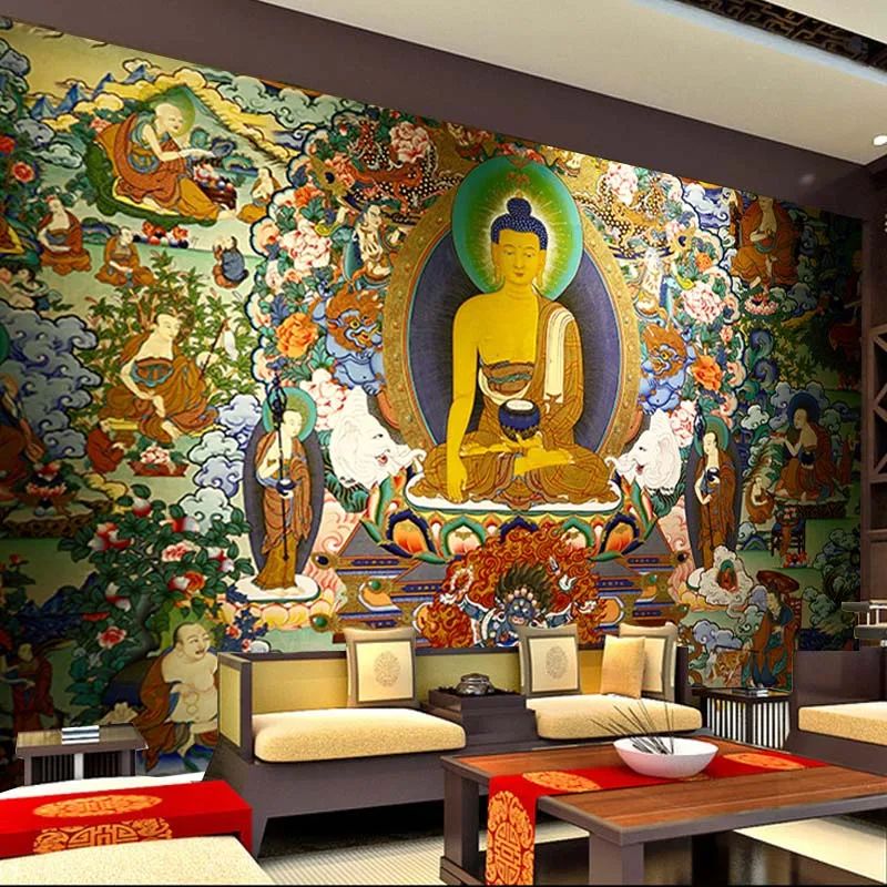 custom India Sakyamuni Buddha Guanyin Bodhisattva religion photo wallpaper wall covering backdrop wallpaper mural 3D wall paper