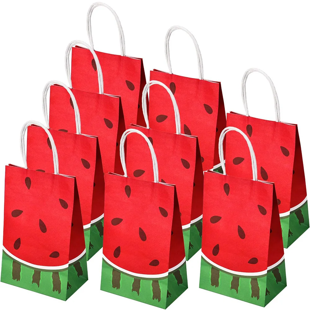 5/10/15/20/50pcs Watermelon Theme Party Gift Bag Candy Paper Bag Summer Fruit Birthday Party Baby Shower Birthday Party Supplies