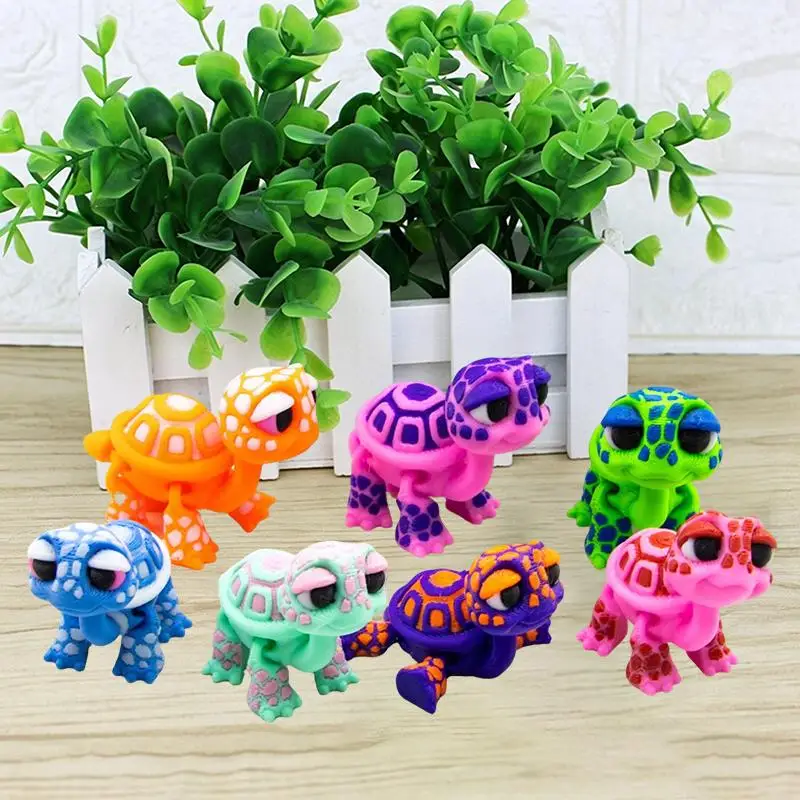 Plastic 3D Printed Turtle Model Exquisite Cartoon Simulated Animal Model Movable Joints Desktop Decorations Holiday Gifts