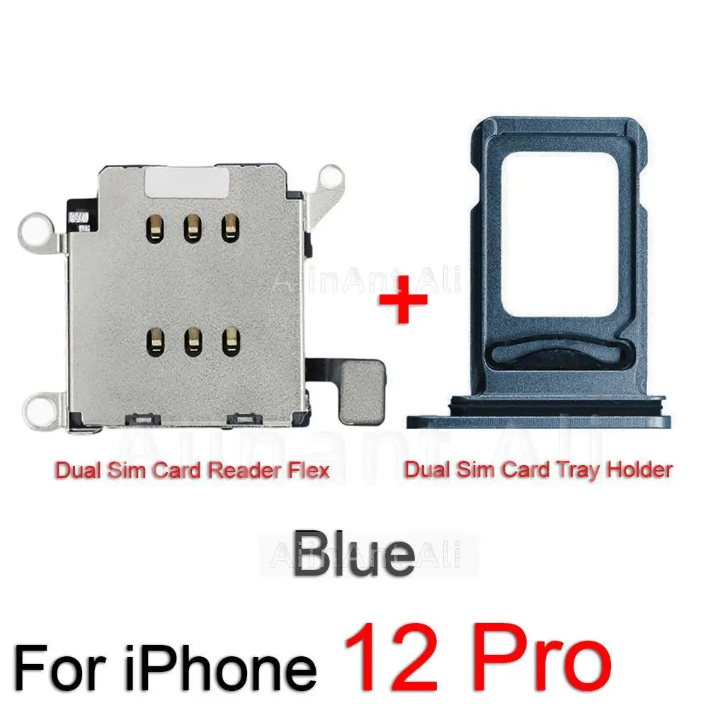 AiinAnt Double Dual Sim Card Holder Adapter Connector Reader Flex Cable For iPhone XR 11 12 13 Pro Max Phone Parts