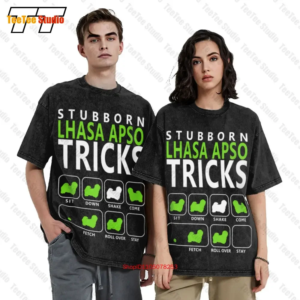 Lhasa Apso Tricks Stubborn Sit Down Shake Come Fetch Vintage Oversized T-Shirt 1UV4