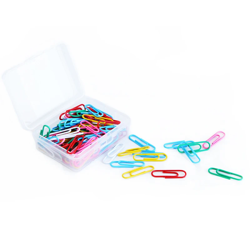 Deli Paper Clip Office Supplies Paper Clip Creative Color Metal Nickel Plated Bookmark Box Set Document Binding 100 pieces/box
