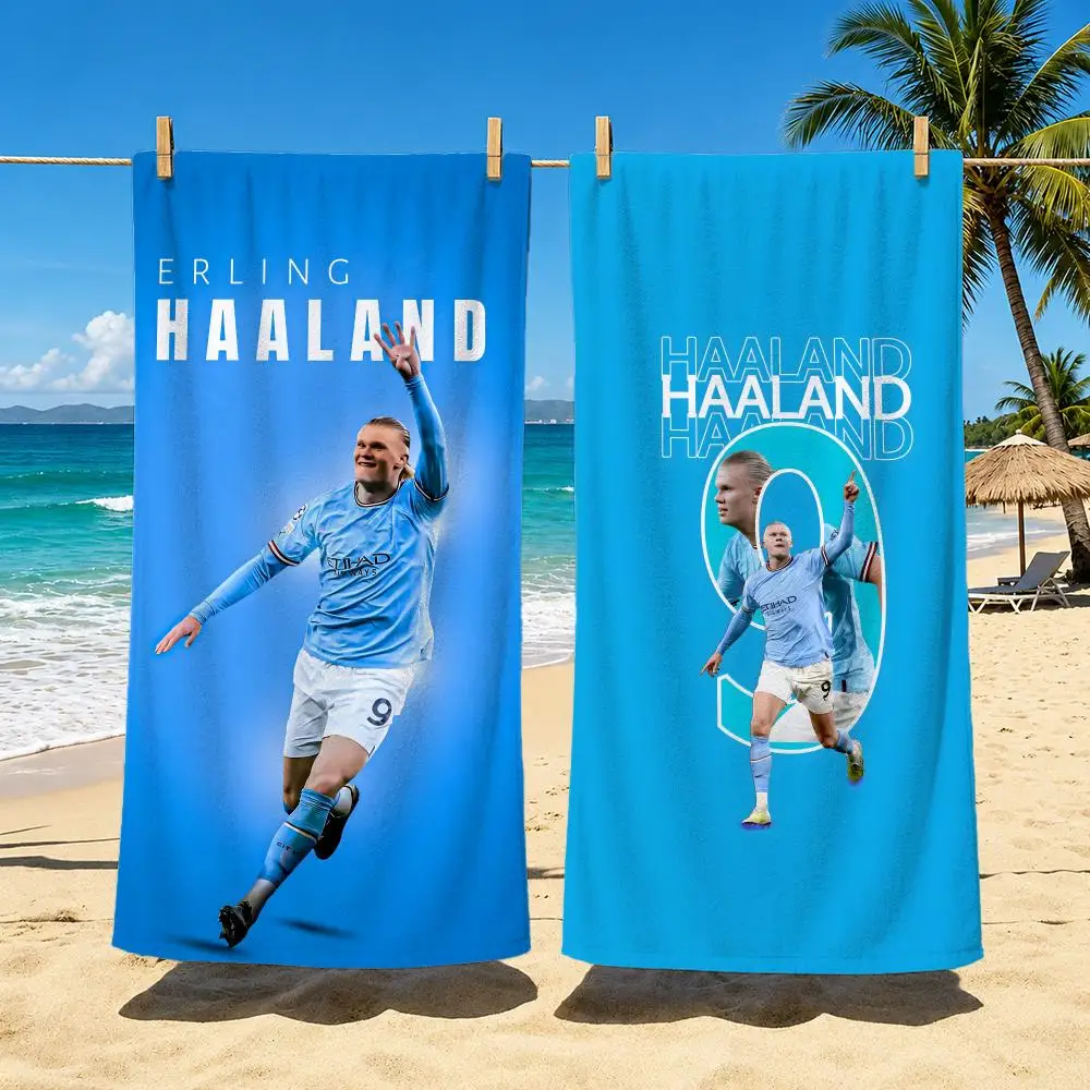 Toalla de poliéster para jugador de fútbol Erling Haaland, toalla de playa de secado rápido, sin arena, para verano, piscina, viajes, vacaciones