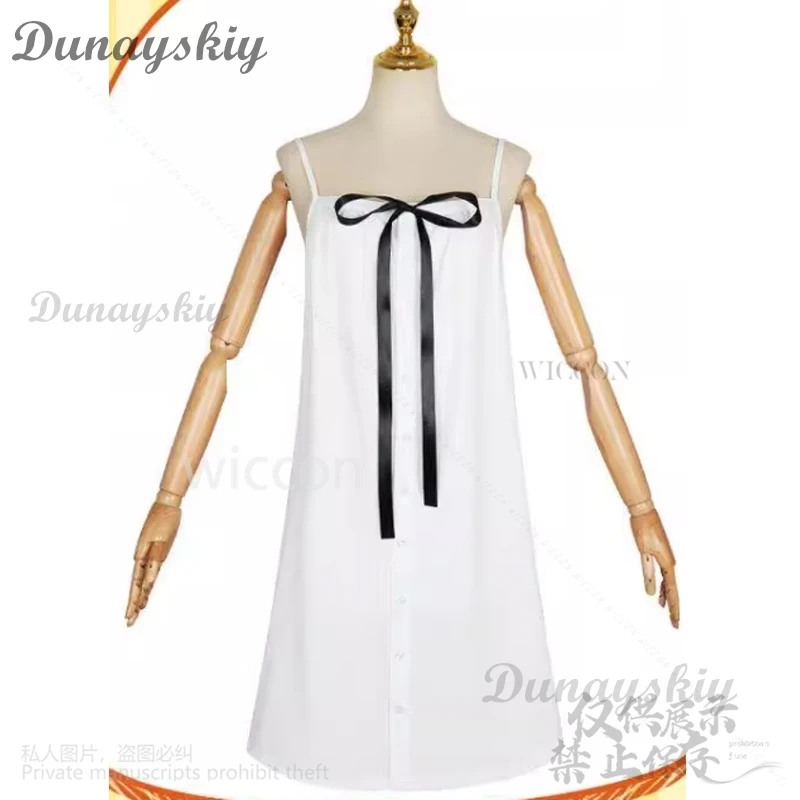 Anime Game The Song Of Saya Japanese Saya Cosplay Costume White Dress Lolita Cos Dark Green Long Wigs Halloween Party Tentacles