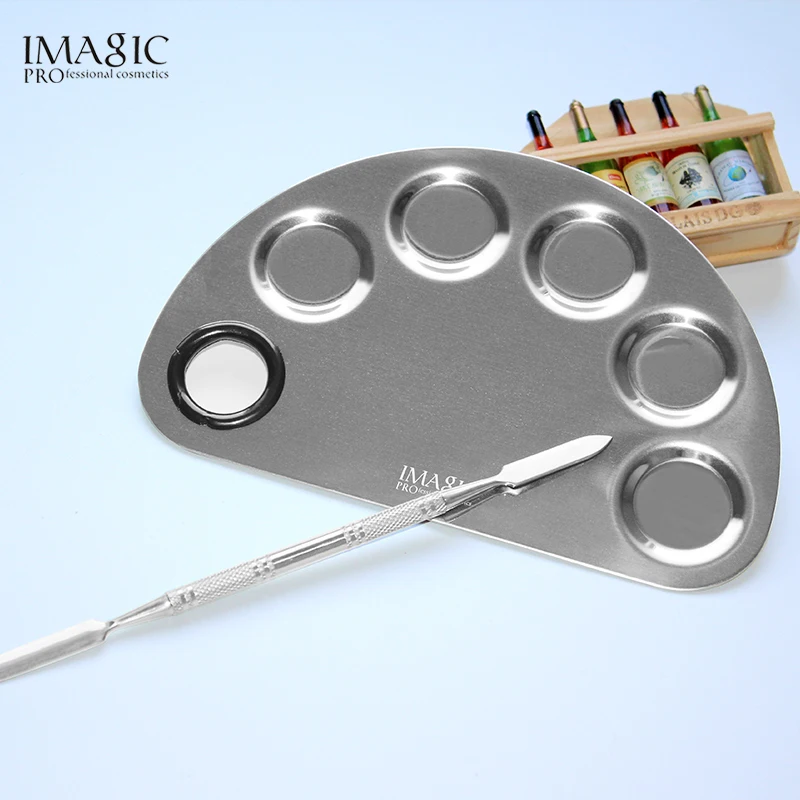 IMAGIC Professional Makeup Palette Beauty Stainless Makeup Nail Eye Shadow Foundation Mixing Palette Spatula Cosmetic Tools