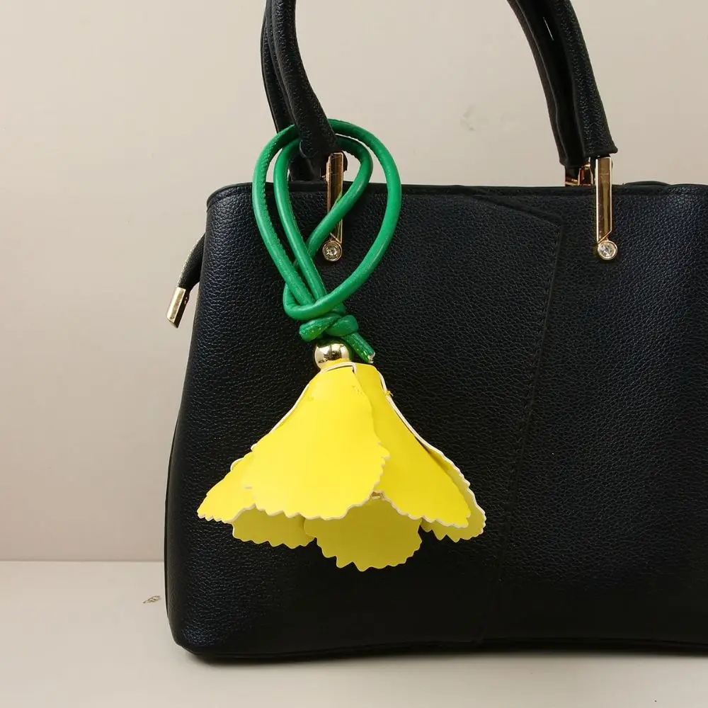 Trendy Hanger Pu Leather Tulip Pendant Colorful Fashion Bag Charm Creative Pu Flower Keychain Women