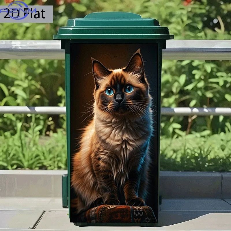 [2D Flat Printing]1pc Trash Can Sticker[Title Translated, Do Not Change] Blue-Eyed Persian Cat Themed Design Wall Sticker Self