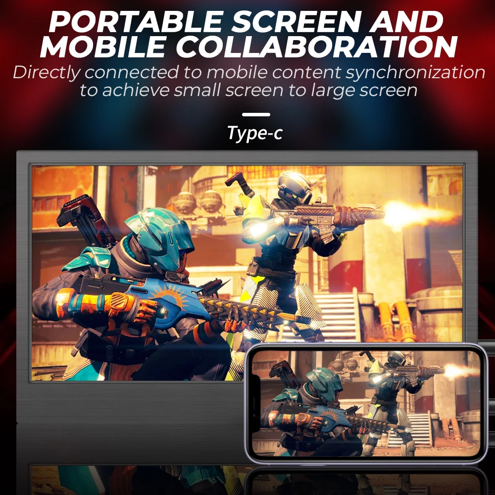 MUCAI 11.6 Inch Portable Monitor 16:9 60Hz Game Screen 45% NTSC 250Cd/m ² Laptop Mac Xbox PS4/5 Switch Display Type-c Interface