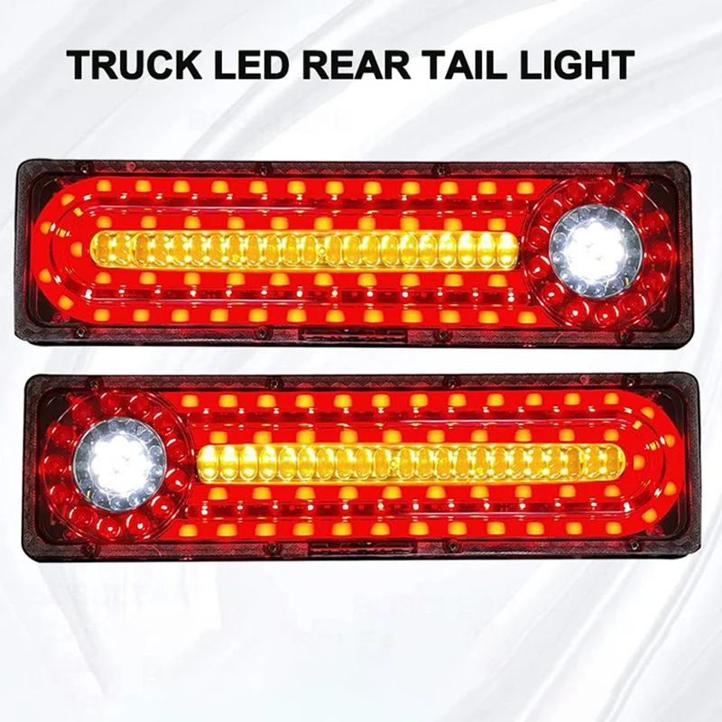 2Pcs 24V LED Dynamic Car Truck Tail Light Turn Signal Rear Indicator Brake Lights For Lorry Trailer Van