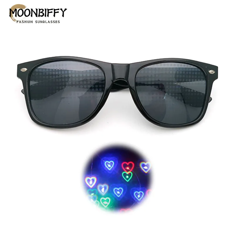 Funny Sunglasses Love and Star Special Effects Glasses Firework Diffraction Eyewear Optical Mirror Light Show Party Sunglasses