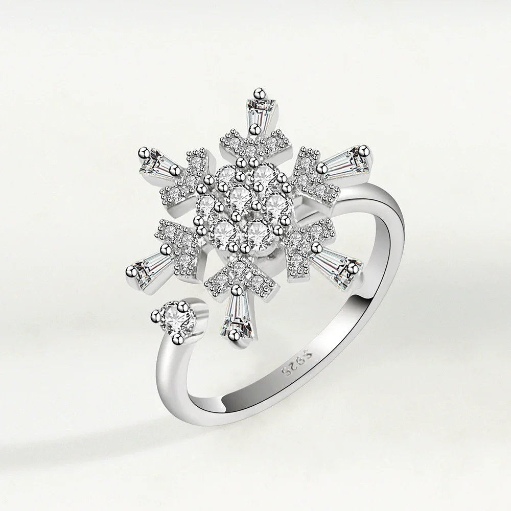 VENTFILLE 925 Sterling Silber Mond Und Sterne Zirkon Drehbare Ring Für Frauen Geschenk Diamant Stress Lindern Ring Schmuck Großhandel