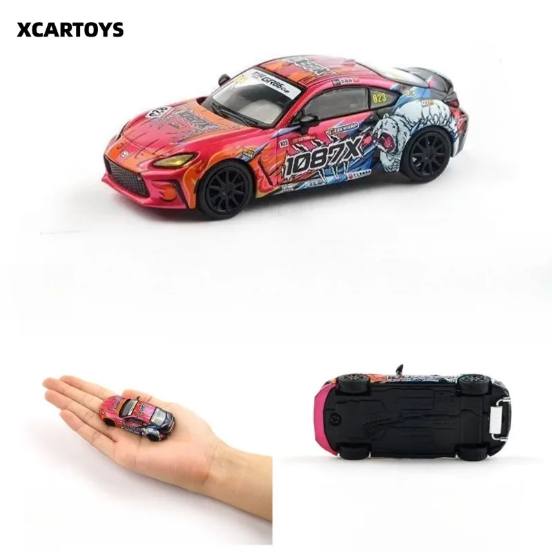 POPRACE 1/64 Toyota GR86 Racing Livery Alloy Diecast Model Car Miniature Collectible Display Ornament