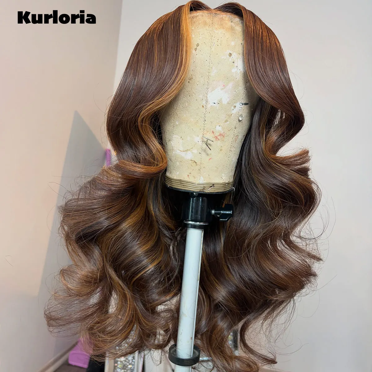 100% Human Hair Loose Wave Highlights Blonde 13x4 13x6 HD Transparent Lace Frontal Drawstring Glue-Free Wig Ready to Wear Wigs