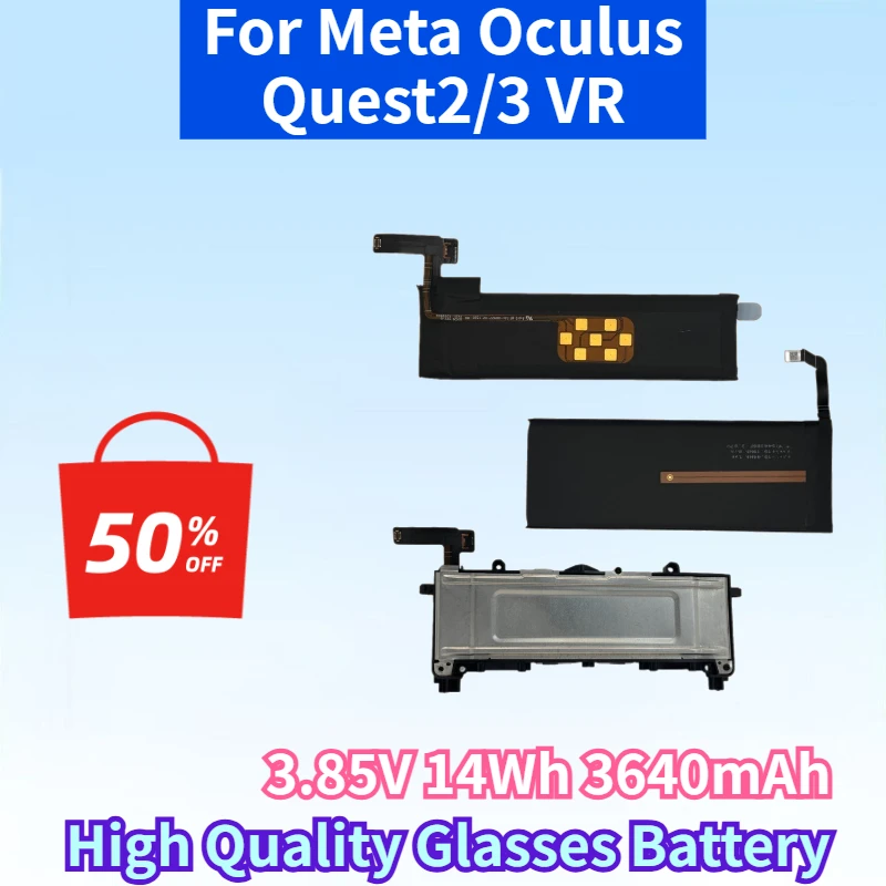 Newest 3.85V 14Wh 3640mAh Li-ion Battery for Meta Oculus Quest2/3 VR All-in-One Headset 3D Glasses High Quality Glasses Battery