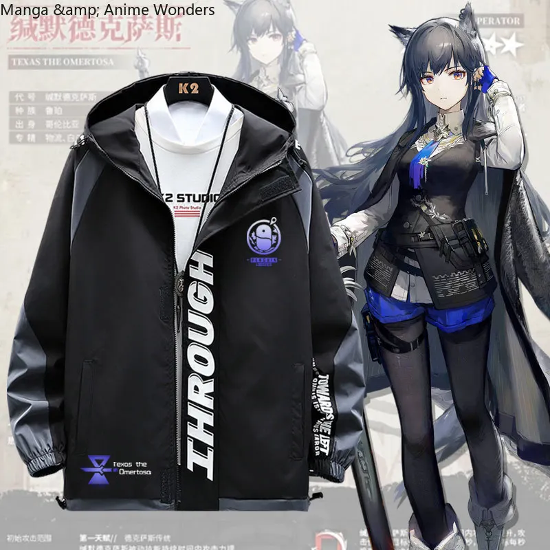 

Game Cosplay Arknights Texas Long Sleeve Print Jacket Zipper Hoodie Women Men Fashion Hooded Costumes Couple Gift Halloween