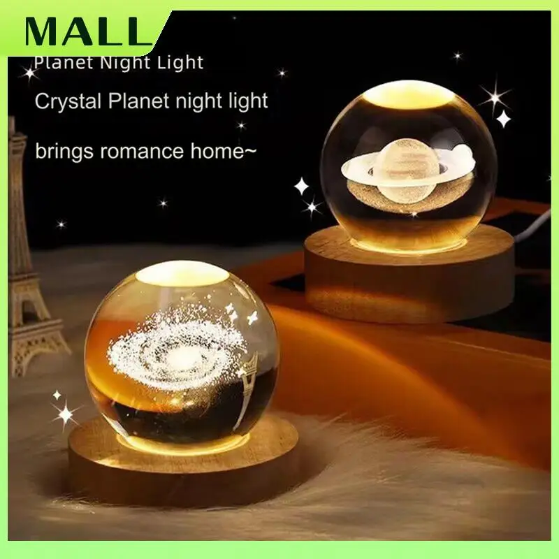 MALL Regalo di San Valentino Lampada a sfera di cristallo galassia Lampada lunare pianeta 3D Luce notturna a LED USB A