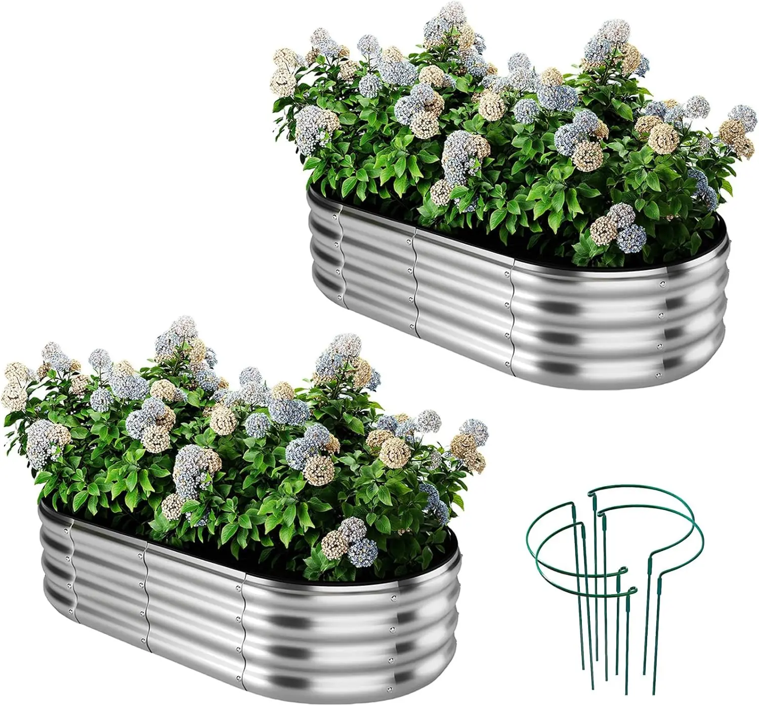 

Комплект садовой кровати из оцинкованного металла для садоводства на открытом воздухе, 4x2x1 футов, 2 садовых ящика для выращивания цветов, приподнятая кровать для цветов, длинная Ve