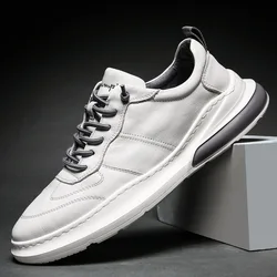 Baskets en cuir blanches pour hommes, chaussures De sport De styliste, décontractées