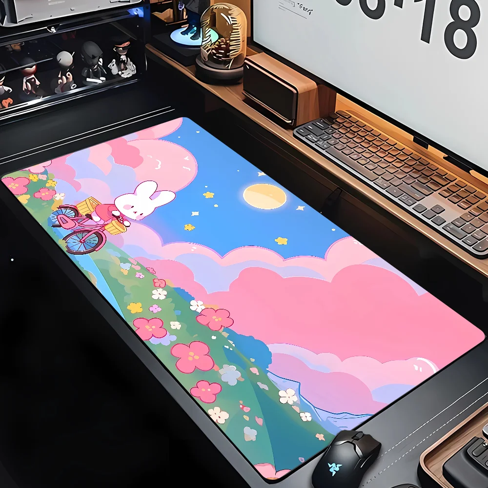 لوحة ماوس ألعاب ناعمة من السيليكون على شكل أرنب لطيف، لوحة مفاتيح كبيرة، لوحة ماوس توبوغرافية للوحة المفاتيح مع حصيرة طاولة مضادة للانزلاق #4