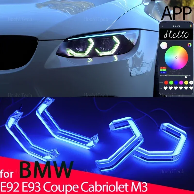 

Для BMW E92 E93 Coupe Convertible Cabrio M3 2006-2013 M4 Style RGB Colorful Light Rings App Control DRL LED Angel Eyes Kit