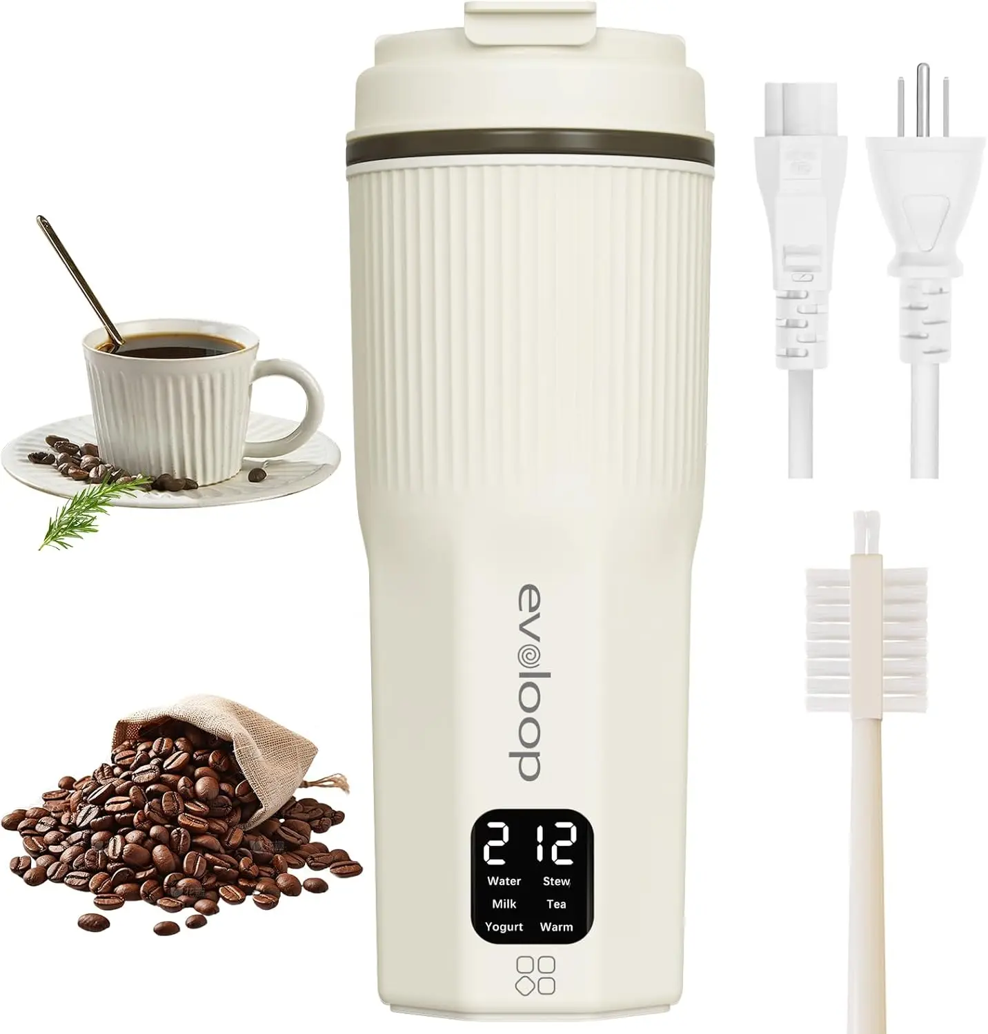 

Portable Electric Kettle 6-in-1 Mini Coffee Tea Heater, 304 Stainless Steel, Keep Warm, 100-240V