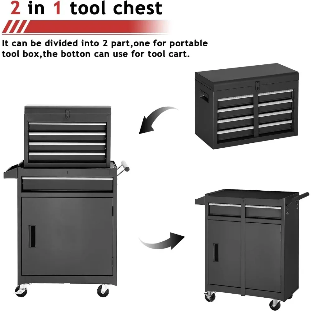 Imagem -05 - Rolling Storage Chest com Embalagem Melhorada Destacável Top Box Metal Tool Cart Gaveta