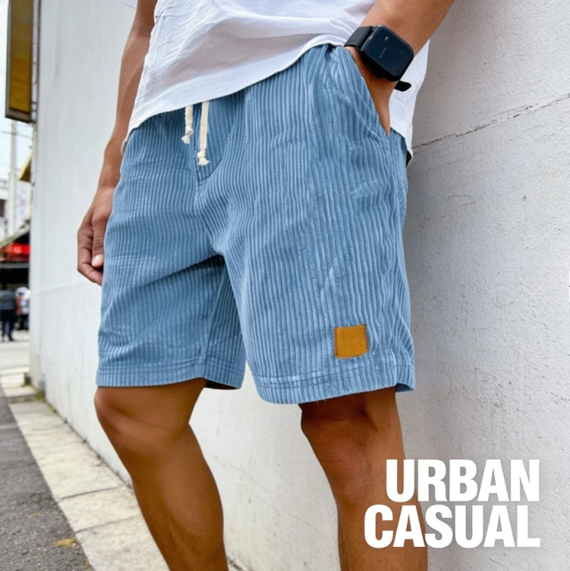 

Новые мужские вельветовые шорты в стиле ретро с вышитым логотипом, модные повседневные шорты на шнуровке, удобные для активного отдыха.