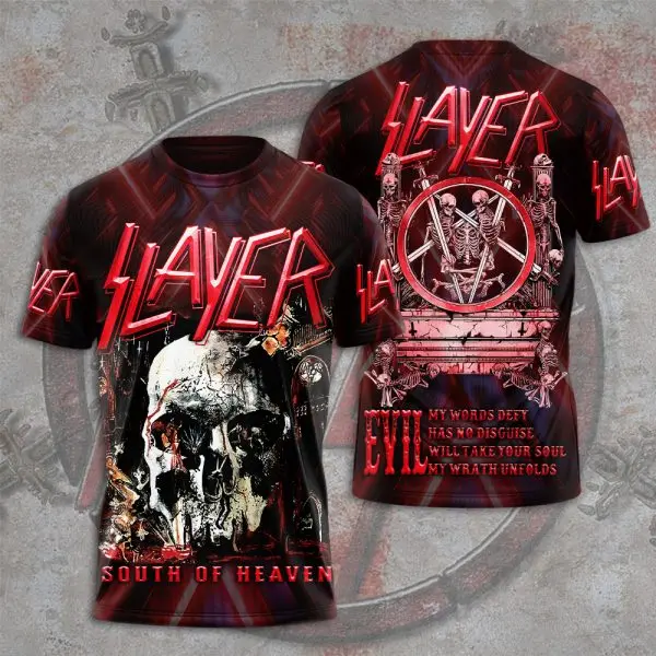 2025 New Rock Slayer 3D Print T-shirts Men Women Hip Hop Trend Cool Short Sleeve T-Shirt O-Neck Tee Oversized Streetwear Y2k Top image 6