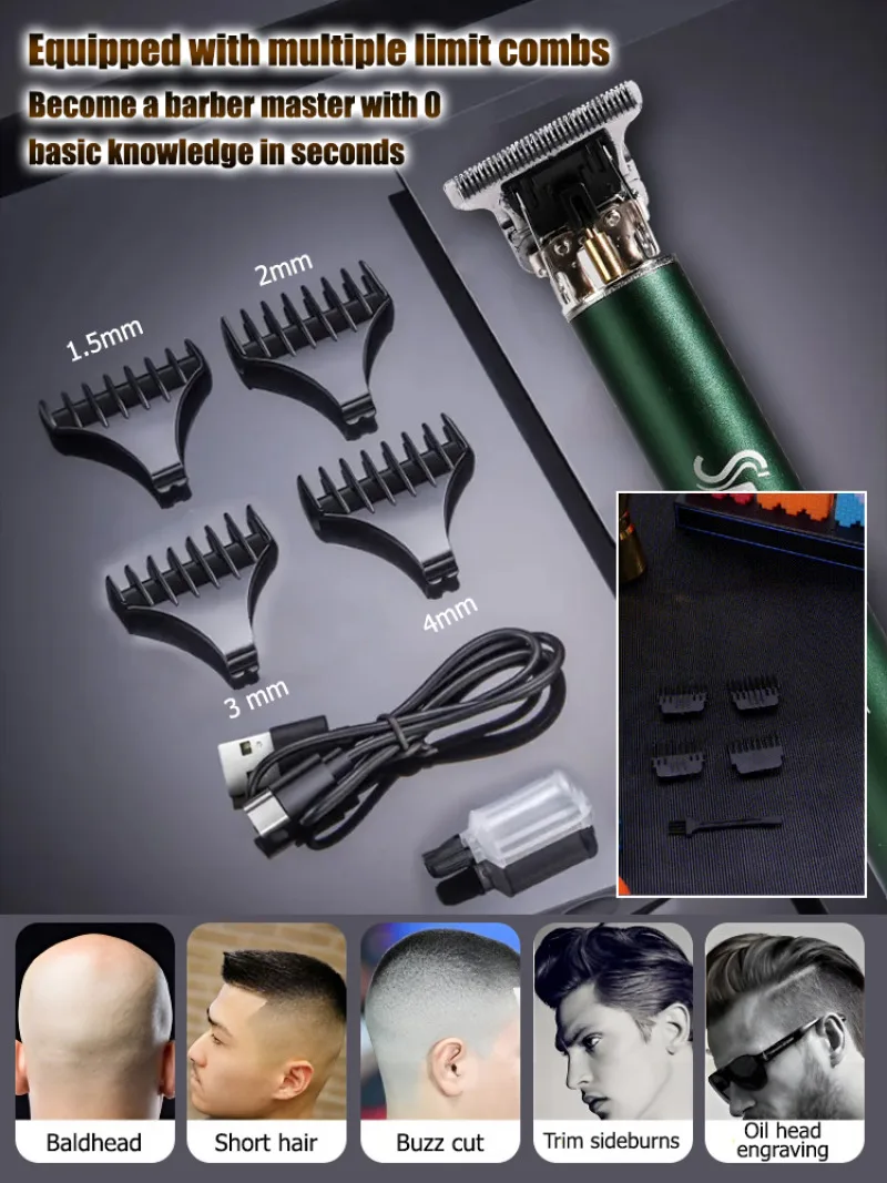 Electric Hair Clipper Multifunctional Haircut Carving Bald Shaving Hair Trimming Beard Shaping Hair Cutting Rechargeable image 3