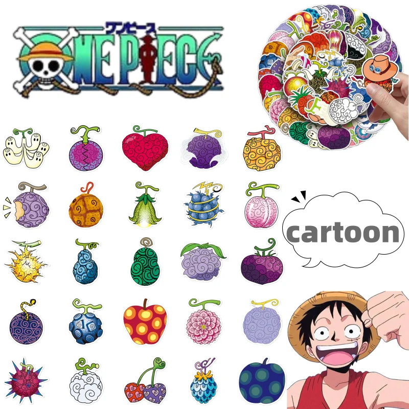 Pegatinas de Frutas del Diablo de One Piece, Lindas y Modernas, Personalizadas, de Alta Calidad, Nuevas, Creativas, Impermeables, para Estudiantes
